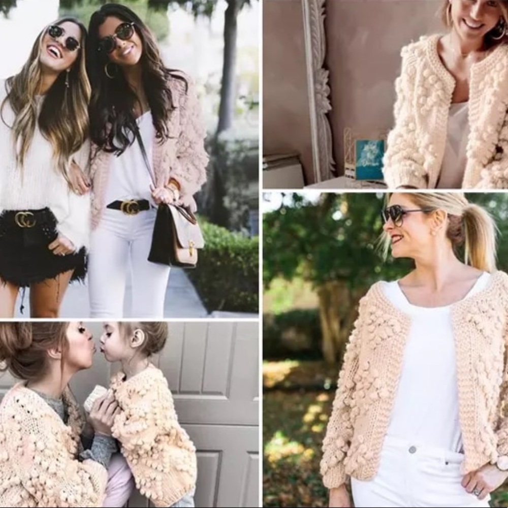 LAST ONE!! Puff Knitted Cardigan Light Apricot - Picture 2 of 8
